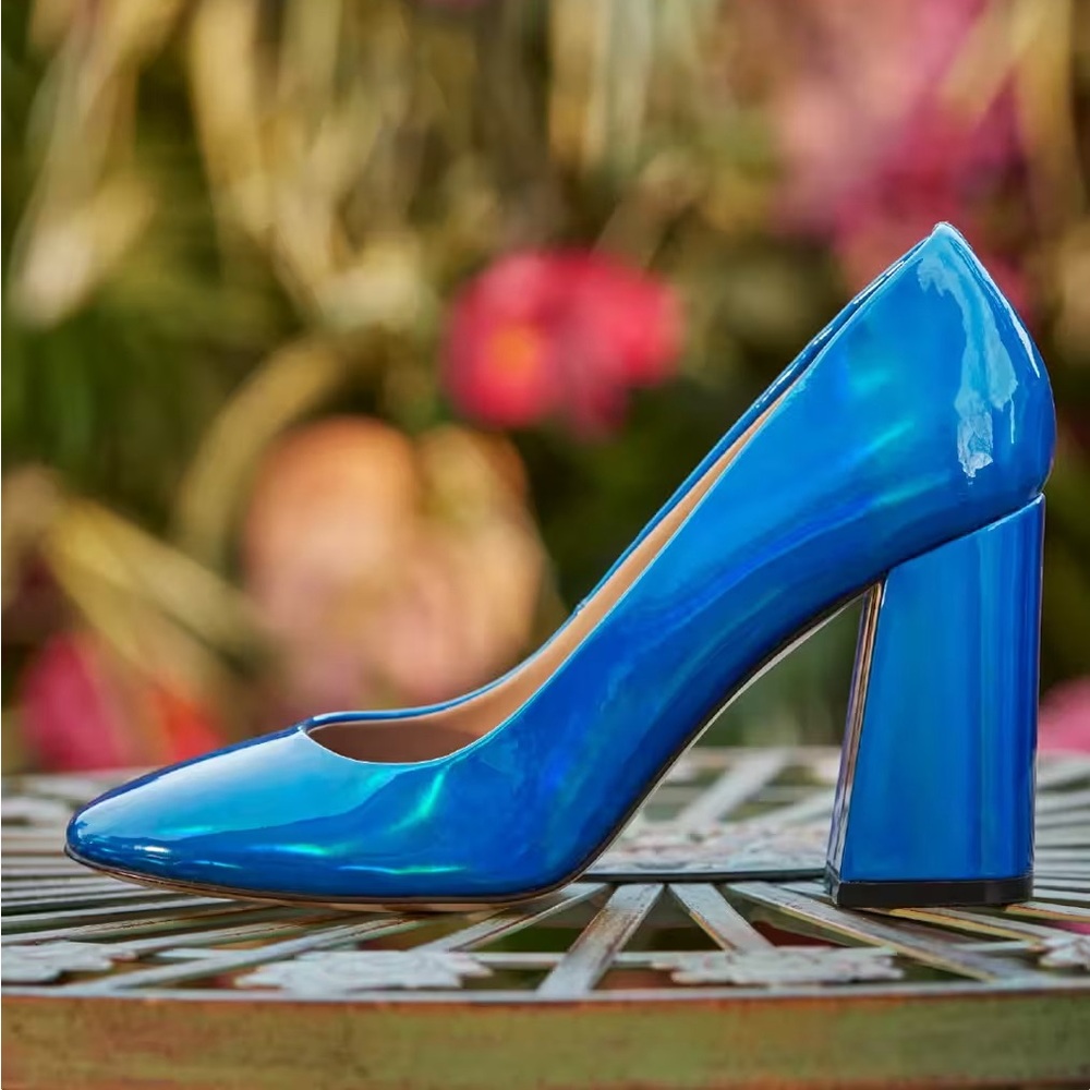 Mix No. 6 Blue Patent Block Heel Pumps Women’s Size 8